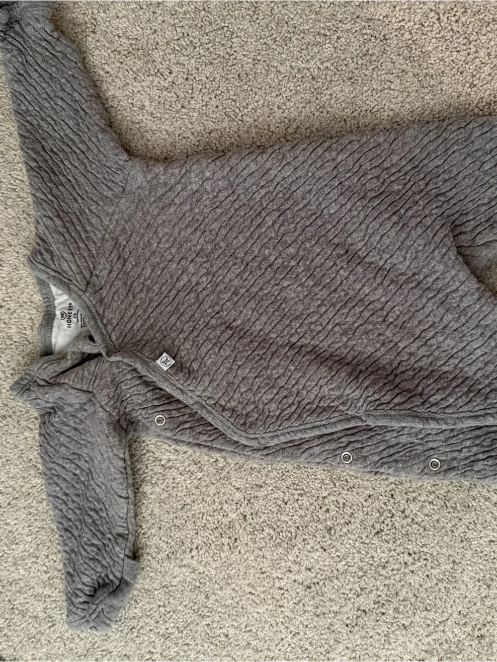 NWOT HONEST 100% Organic Cotton Gray Quilted-Texture One-Piece